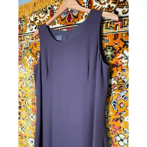 Vintage INC Dark Purple 100% Silk Floral Maxi Dress Size 12 Wedding Guest thumbnail 3