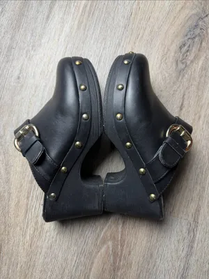 Steve Madden Leather Studded Platform Clogs – Women’s Size 6M thumbnail 3