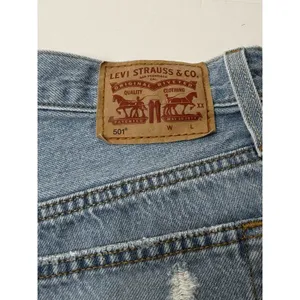 Levi's 501 Cut Off Denim‎ Shorts Womens W25 Distressed Raw Hem Beach Party Blue thumbnail 8