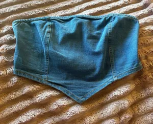 Blue Denim Strapless Pointed thumbnail 1
