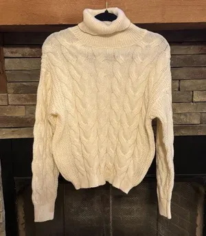 SheIn White cable knit sweater thumbnail 1