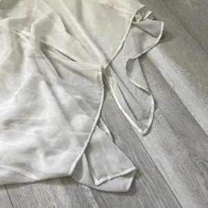 Abercrombie & Fitch Dress sheer chiffon midi womens Cream (large) boho feminine thumbnail 5