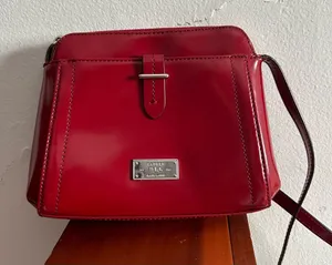 Vintage Lauren Ralph Lauren Cow Leather Red Shoulder Bag Y2K Country Western thumbnail 1