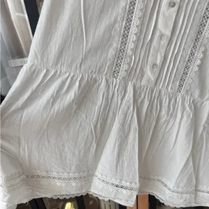 H&M mini dress lace embroidered pintuck ruffle short flutter sleeve ladder thumbnail 10