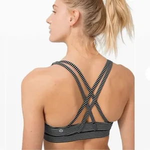 Lululemon Energy Sports Bra Women's Size 6 Black /White Stripe thumbnail 2
