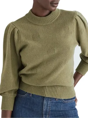 Madewell Eaton Merino Wool Cotton Sweater Green Moss thumbnail 2