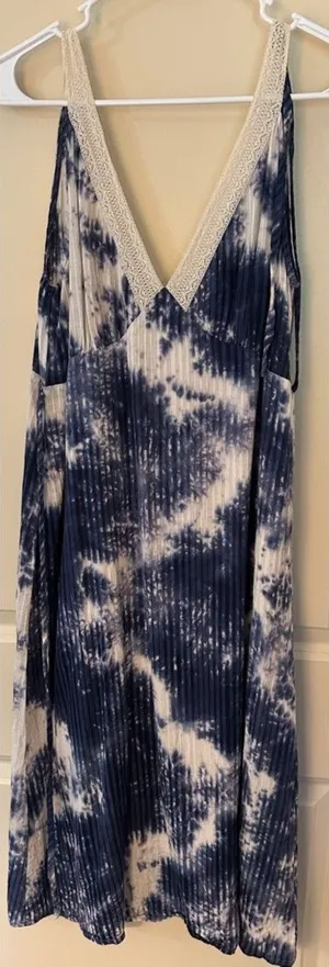 line and dot blue tie die mikdi dress Women's Sz Small thumbnail 1