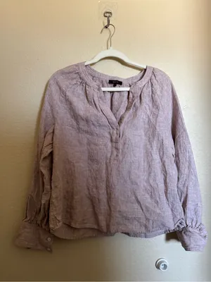 Quince 100% European linen peasant top sz large vintage pink chambray thumbnail 4