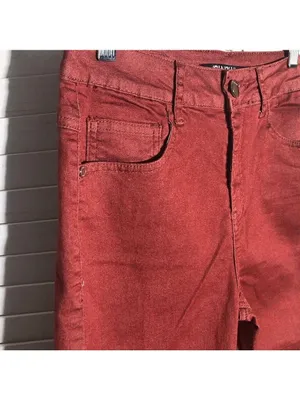 Mid-rise capri jeans culottes straight-leg terracotta cotton boho grunge Y2K 27 thumbnail 5