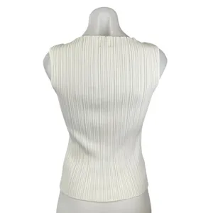 DISSH Women's White Sleeveless Ribbed Knit Boat Neck Cropped Tank Top Size XL thumbnail 3