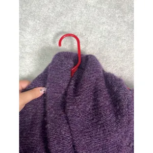 Free People Sweater Cardigan Wool Blend 4 Snap Purple Open Weave Chunky Knit M thumbnail 13