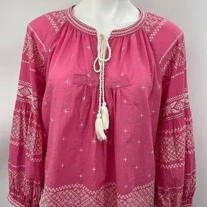 Rachel Zoe faux embroidered print long sleeve large top thumbnail 2