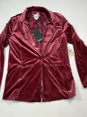 Kensie Wine Velvet Single-Button Blazer Size Medium NWT thumbnail 2