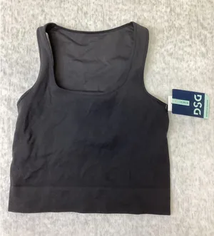 DSG Momentum Seamless Crop Tank Pure Black Womens XS DAW23303 Ribbed Square Neck thumbnail 1