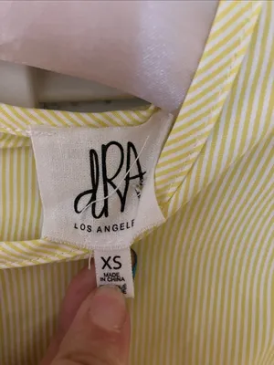 Anthropologie dRA Los Angeles Striped Yellow Bell Sleeve Ruffled Top XS thumbnail 2