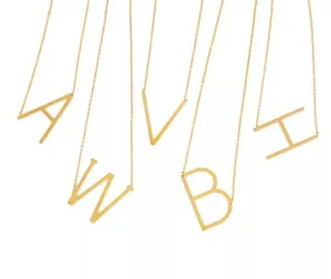 Gold Initial Pendant Necklace Letters A-Z thumbnail 2