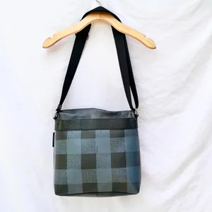 Coach | Charles Messenger Crossbody Buffalo Checker Flap Bag In Blue And Black thumbnail 6