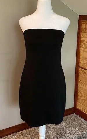 Unbranded Classic Basic Black Bodycon Stretchy Strapless Mini Dress thumbnail 1