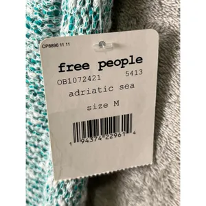 Free People Adriatic Sea Chunky Open Knit V-Neck Slouchy Pullover Sweater M New thumbnail 10