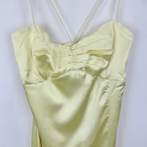 Lulus Stunning Example Light Yellow Satin Backless Maxi Dress Long Formal XL NWT thumbnail 7