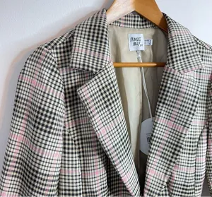 Princess Polly Classic Victoria Blazer Jacket plaid Black Pink Tan oversized 2 thumbnail 4