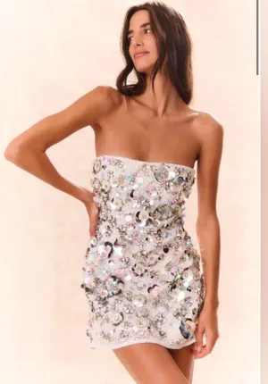 LoveShackFancy Deja Embellished Mini Dress thumbnail 3