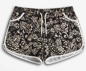 Unbranded‎ Womens Black White Paisley Board Shorts Dolphin Hem Drawstring XL 2XL thumbnail 1
