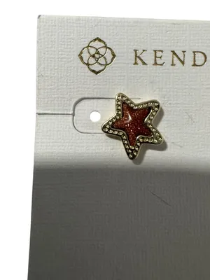 Kendra Scott Jae Star Gold Orange Sandstone Stud Earrings Gold Tone thumbnail 2
