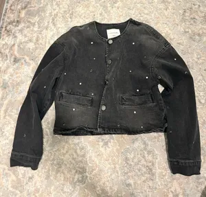 Habitual (Nuuly/Anthropologie) Black Denim Studded Cropped Jacket thumbnail 1