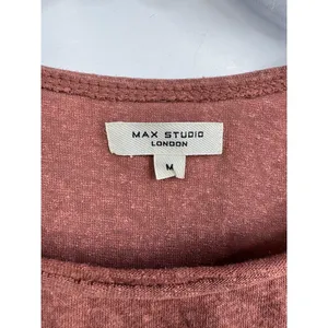 Max Studio London Womens Size M Burnt Orange Brown Scoop Neck Textured Top thumbnail 5