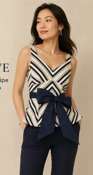 Maeve Anthropologie Mitered Stripe Peplum Top Size 6 thumbnail 1