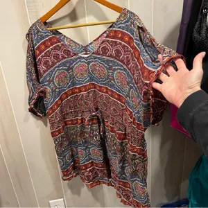 Cute Abercrombie & Fitch boho oversized tie waist tunic top beach pool coastal thumbnail 1