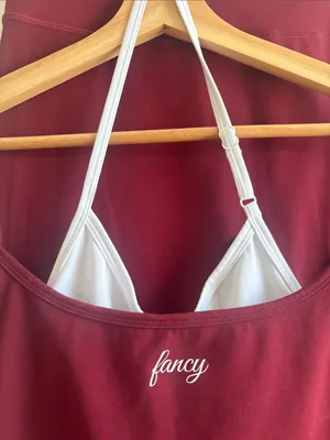 Fancy Burgundy Cropped Sports Bra with leggings thumbnail 3