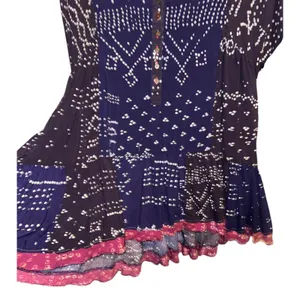 Free People Shibori Balloon Sleeve Tunic‎ Dress XS Patchwork Boho Hippie ~Flaw~ thumbnail 5