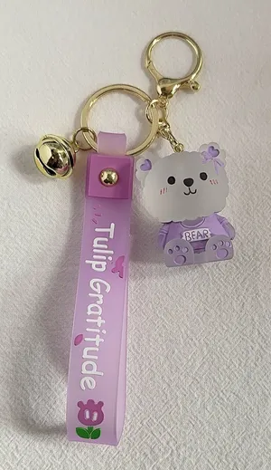 Teddy Bear Car Keychain Bell Keychain Charm Bag Charm Couple Gifts thumbnail 1