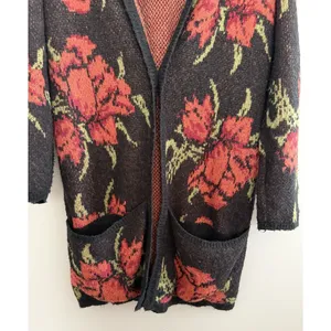 Free People Flower Power Boho Cardigan Sweater Women's Size Medium‎ thumbnail 5