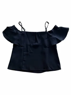Sugarlips Off-Shoulder Flutter Strap Top Black thumbnail 2
