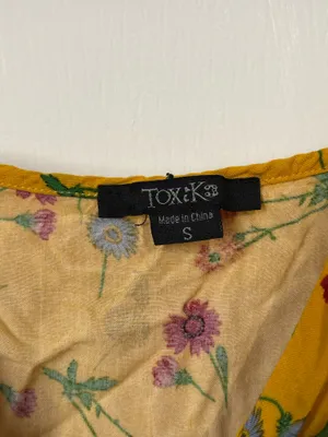 TOXIK Yellow Floral Summer Sundress Tie Front Double Slit Size Small thumbnail 3