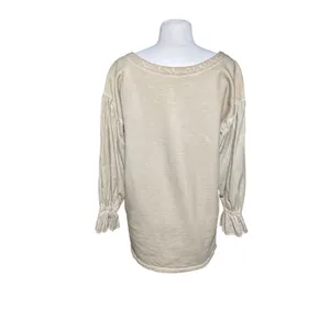 ANTHROPOLOGIE PILCRO Women’s Mixed Media Tan Pullover Puff Sleeve Top thumbnail 8