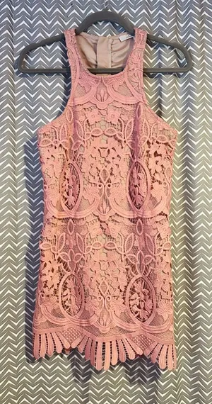 Lovers and Friends | Caspian Shift Dress in pink lace, size XS thumbnail 1