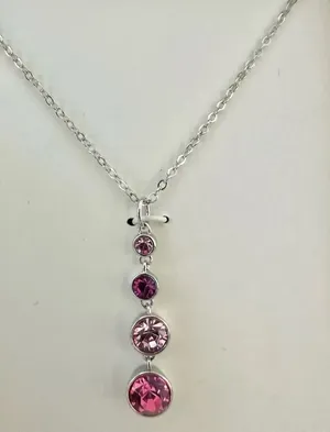Believe by Brilliance Silver Plated Pink Crystal Drop Necklace – NIB thumbnail 1