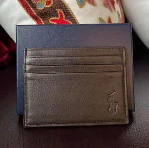 Ralph Lauren polo credit card wallet in brown with gift box in leather thumbnail 1