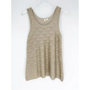 Anthropologie Moth Metallic Knit Tank‎ Top Women's S Gold Shimmer thumbnail 3