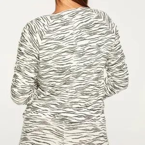 NWT Chaser BLISS KNIT SHIRRED RAGLAN PULLOVER XS Animal Prit Black White Y2k thumbnail 6