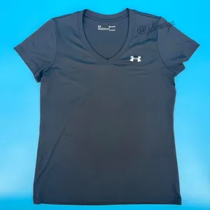 Under Armour Heatgear Women’s UA Tech V-Neck Short Sleeve Shirt Black Size thumbnail 1