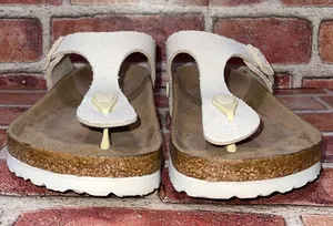 Pre-Owned Birkenstock Gizeh Canvas Vegan Thong Sandal Eggshell Beige Size 6 thumbnail 3