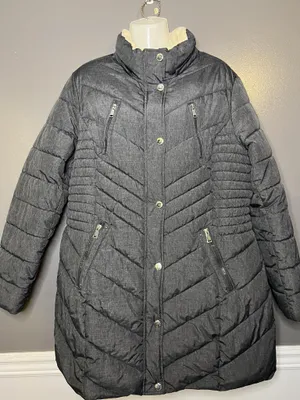 Laundry By Shelli Segal Coat Womens XL Gray Puffer Quilted Zip Hooded Jacket thumbnail 2