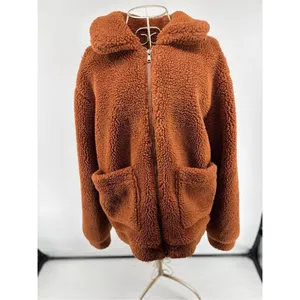 Anthropologie Elodie Faux Sherpa Teddy Coat Oversized Rust Size Medium Pockets thumbnail 12