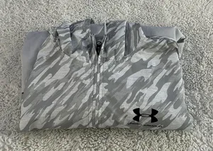Under Armour Women's Sz L Gray Camo Windbreaker Anorak Jacket Athleisure Luxe thumbnail 1