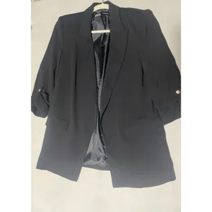 Zara black blazer witht 3/4 length‎ sleeves and silver button details thumbnail 3